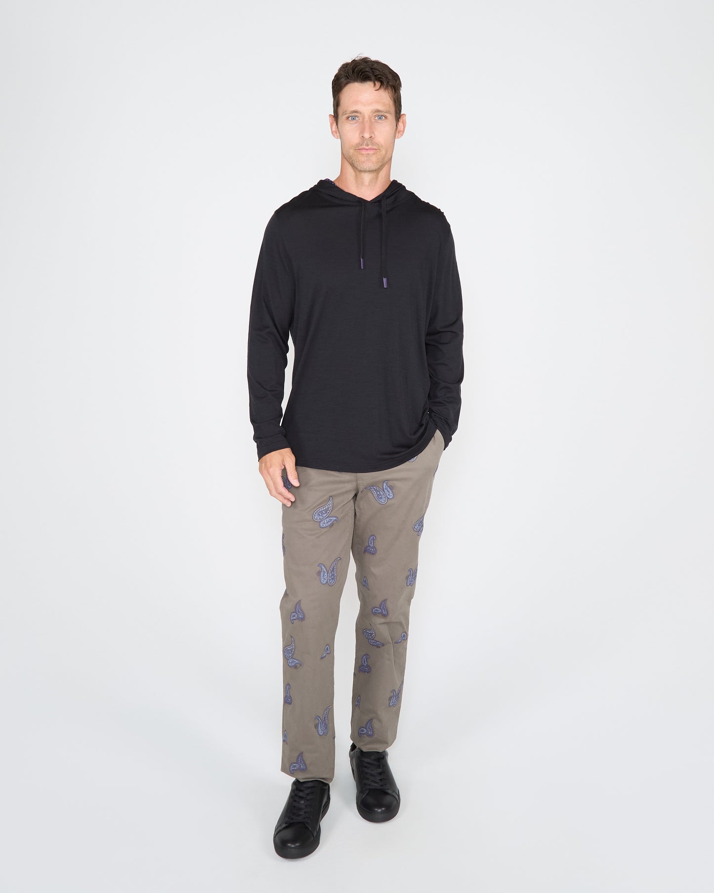 CHARLES EMBROIDERED PAISLEY PANT - MOSS