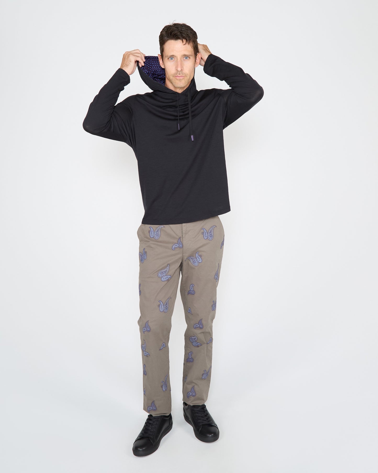 CHARLES EMBROIDERED PAISLEY PANT - MOSS