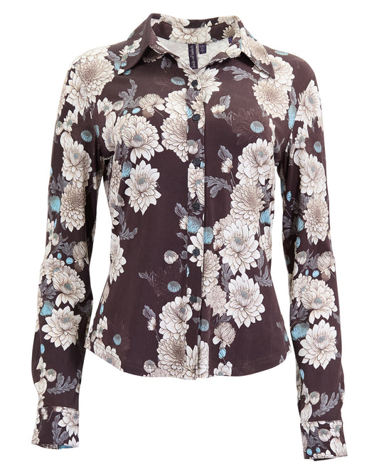 STEPHANIE SERIOUS FLORAL SHIRT - BLACK