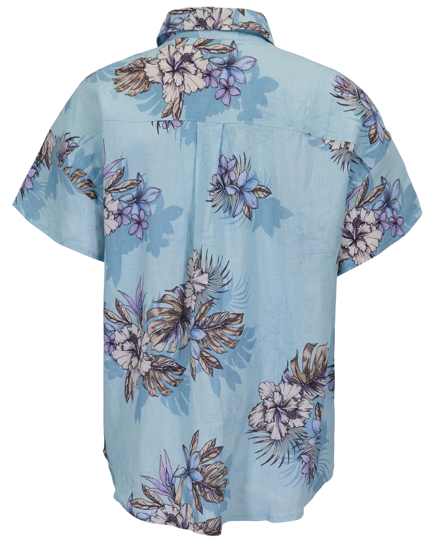 LARA EXOTIC FLORAL TEAL WOMENS RELAXED LINEN SHIRT