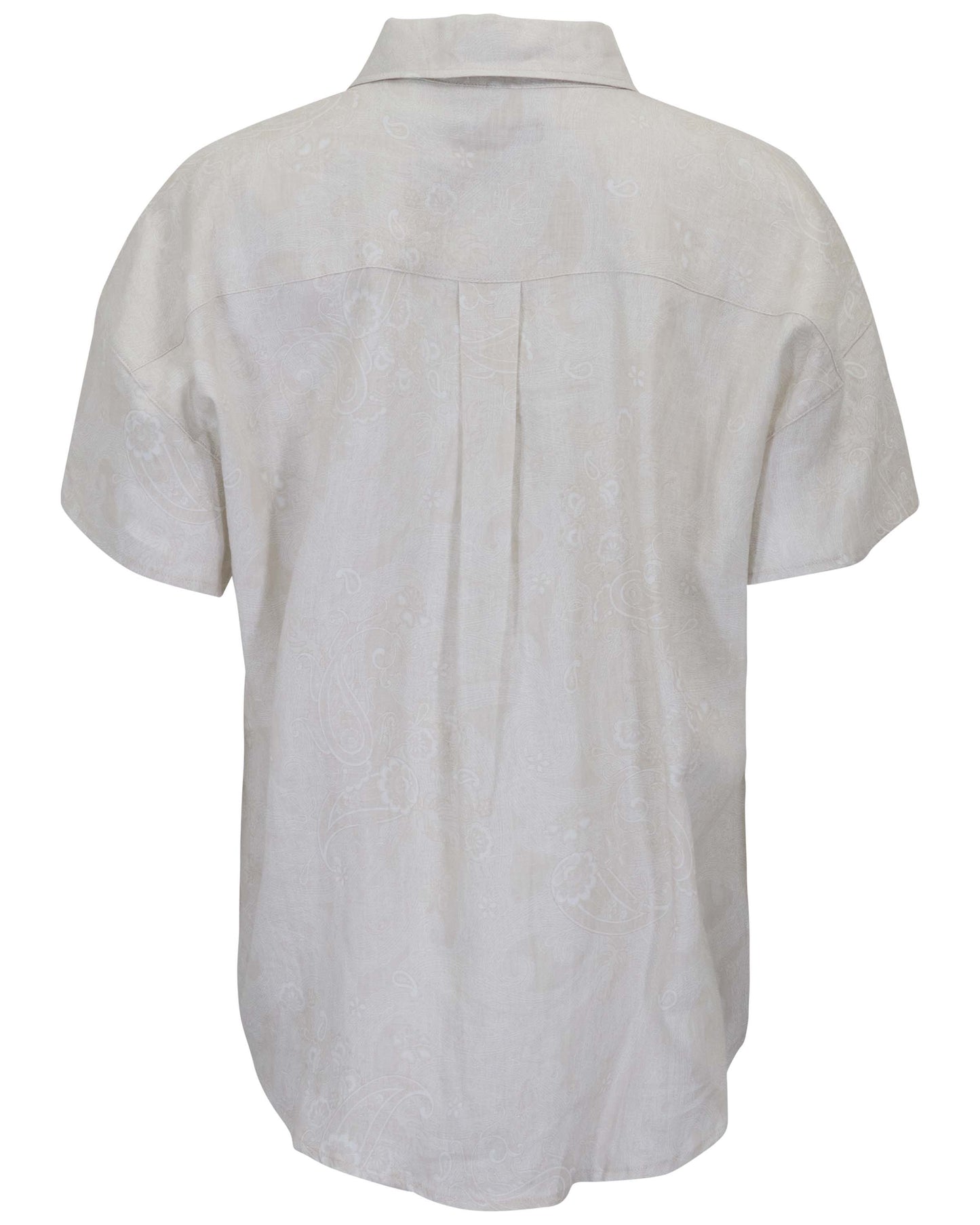 LARA PAISLEY EXPLOSION IVORY WOMENS RELAXED LINEN SHIRT