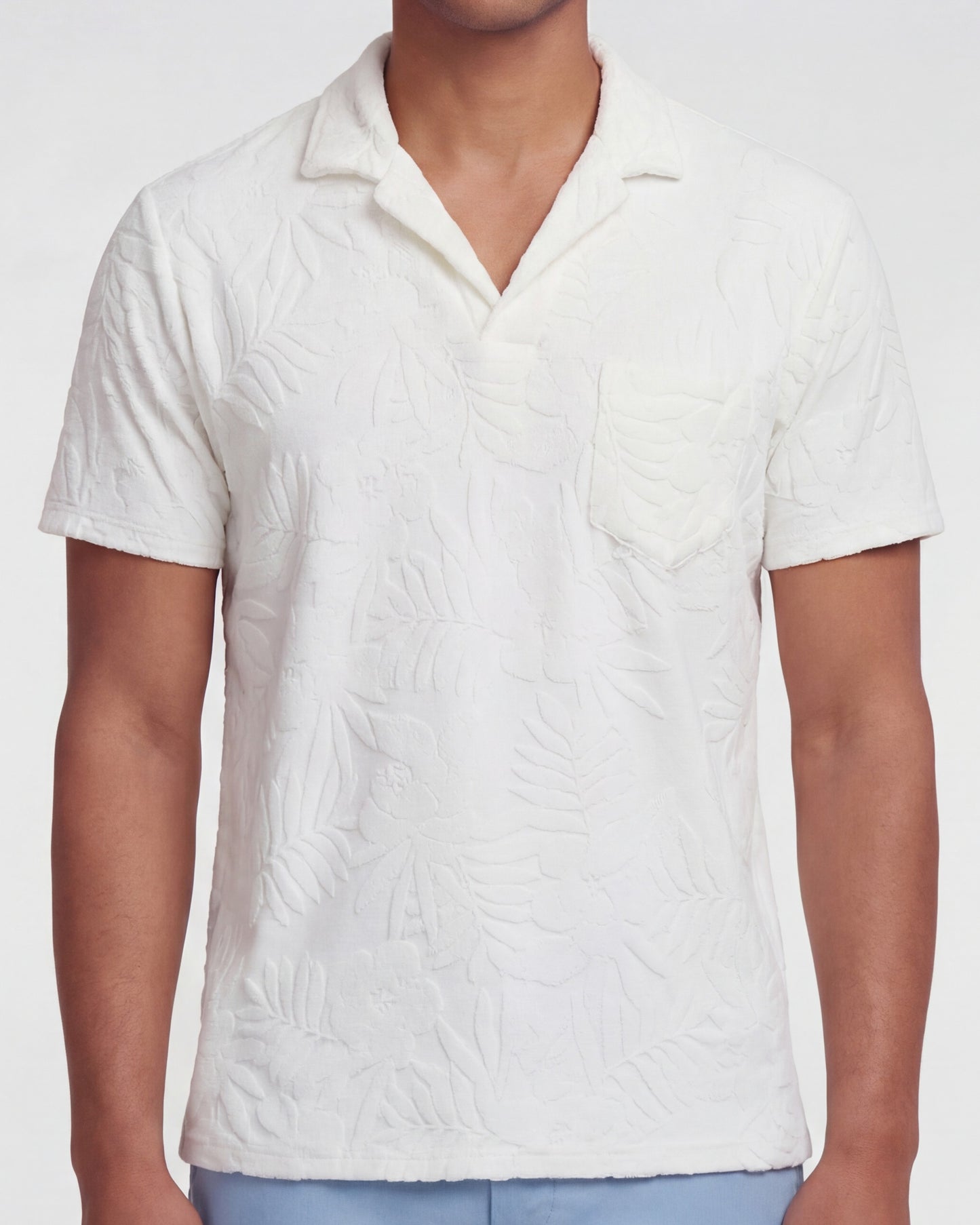 JOHNNY FARM FLORAL TOWEL POLO SHIRT - WHITE