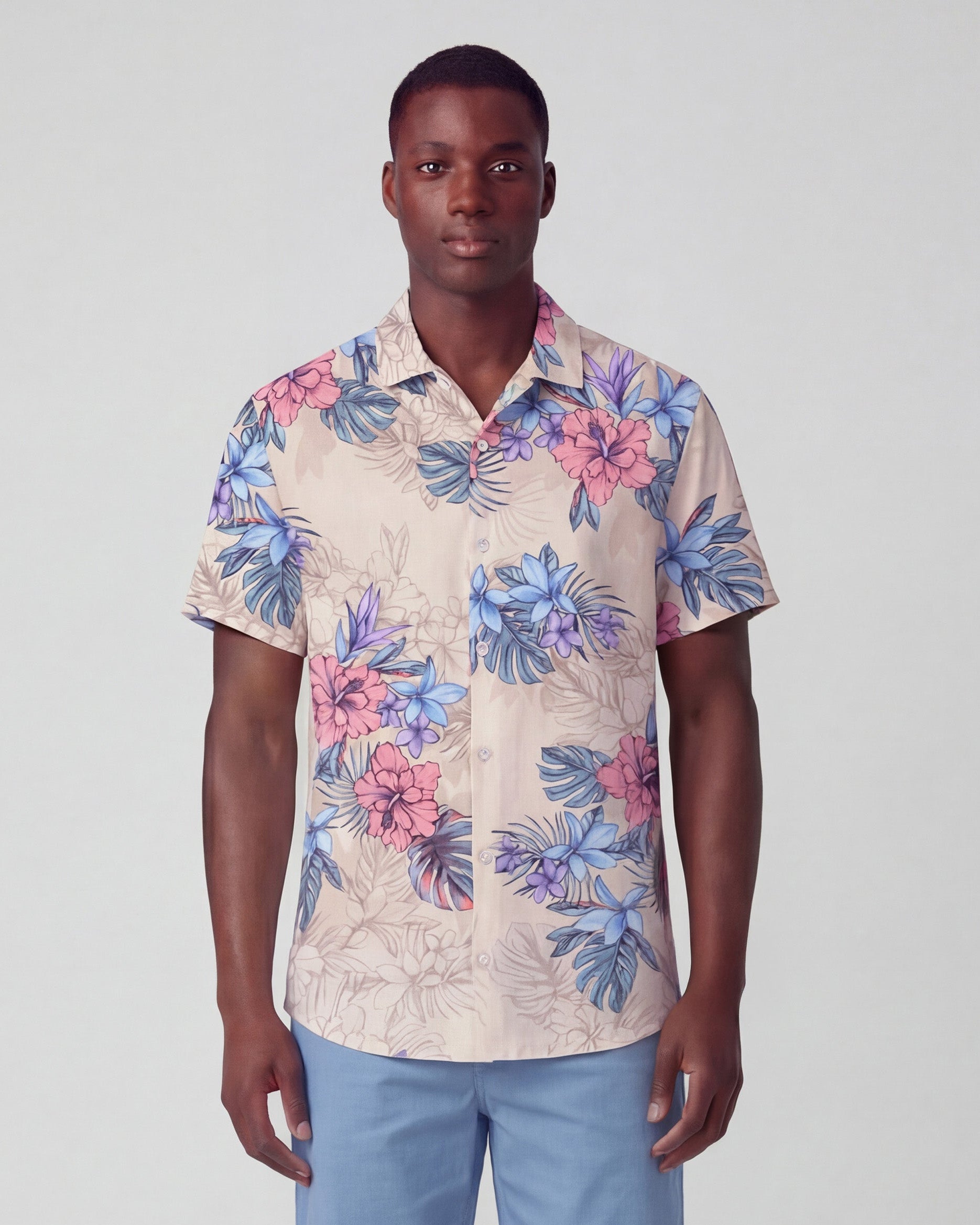 LOIC EXOTIC FLORAL NATURAL MENS LINEN PRINTED SHIRT – Lords Of Harlech