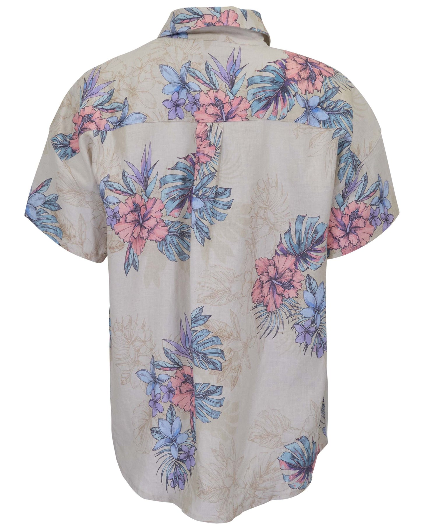 LARA EXOTIC FLORAL NATURAL WOMENS RELAXED LINEN SHIRT