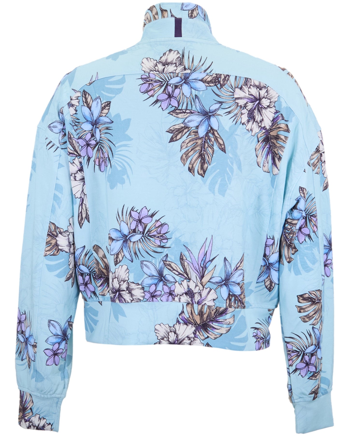 JUDY EXOTIC FLORAL TEAL WOMENS CROPPED ZIP JACKET