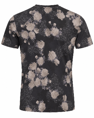 MAZE LANS FLORAL BLACK MEN'S STRETCH COTTON V-NECK TEE