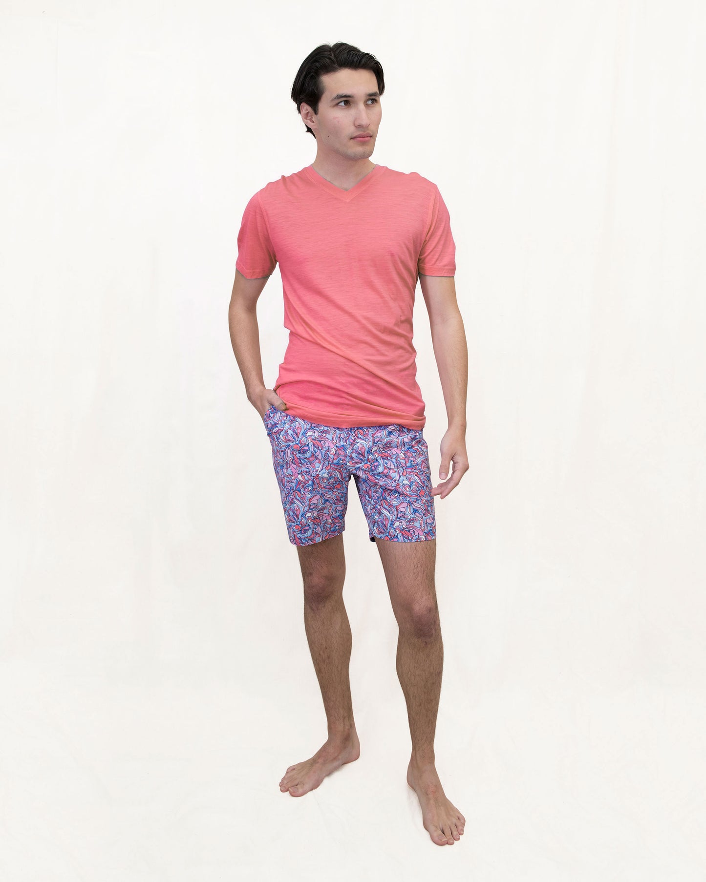 VICTOR MERINO V-NECK TEE - MELON