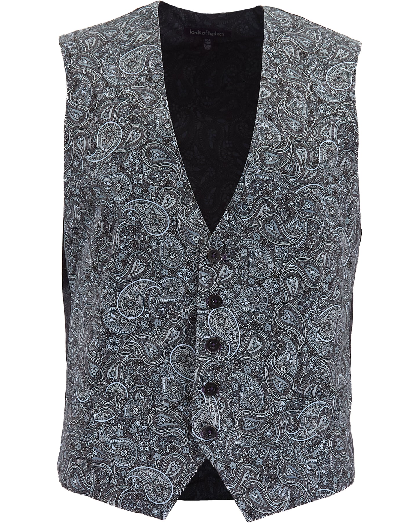 WILBUR TRIBUNE PAISLEY WAISTCOAT VEST - GREY