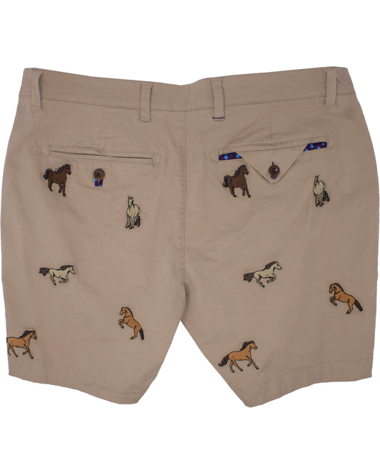 Edward Horse Embroidery Shorts - Sand