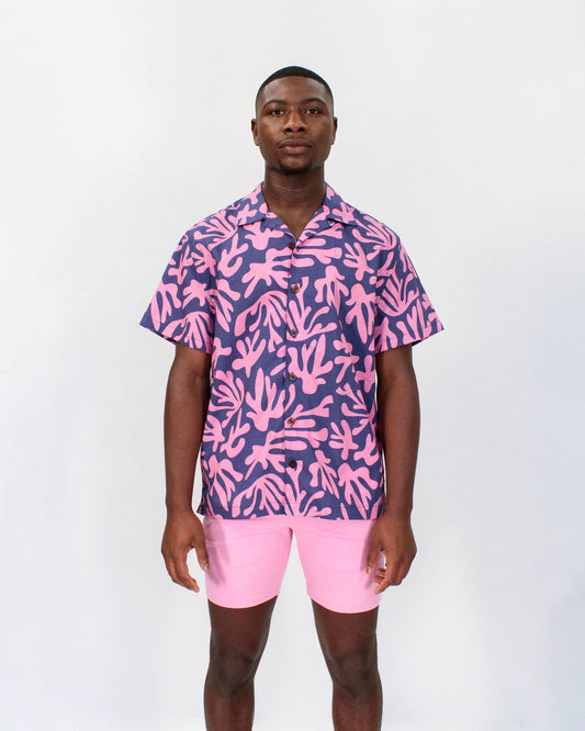 RALPH LOOP CORAL CANVAS CAMP SHIRT IN PINK