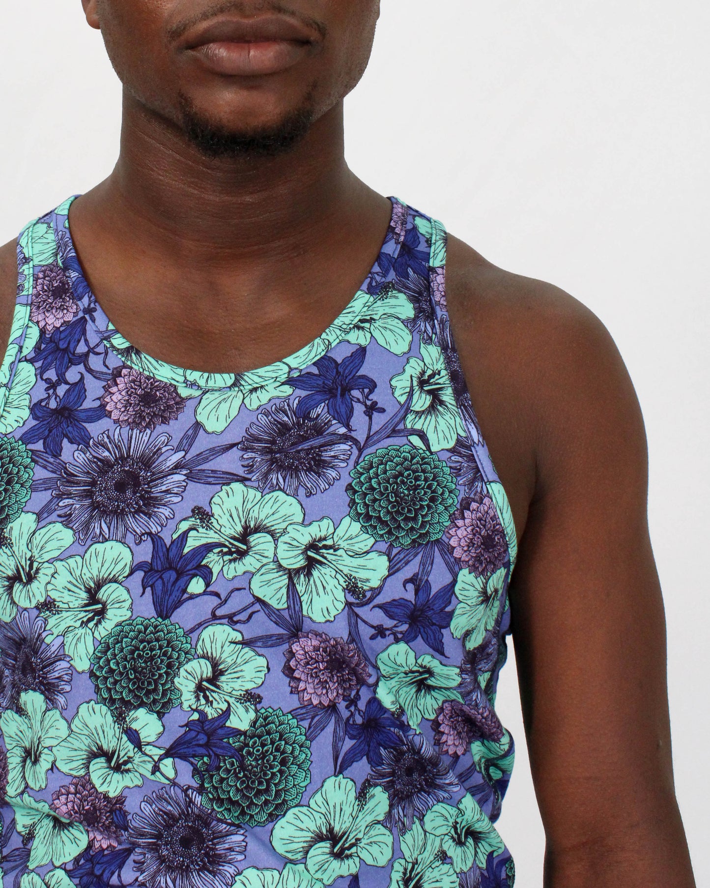 TEDFORD HIBISCUS GARDEN TANK IN BLUE