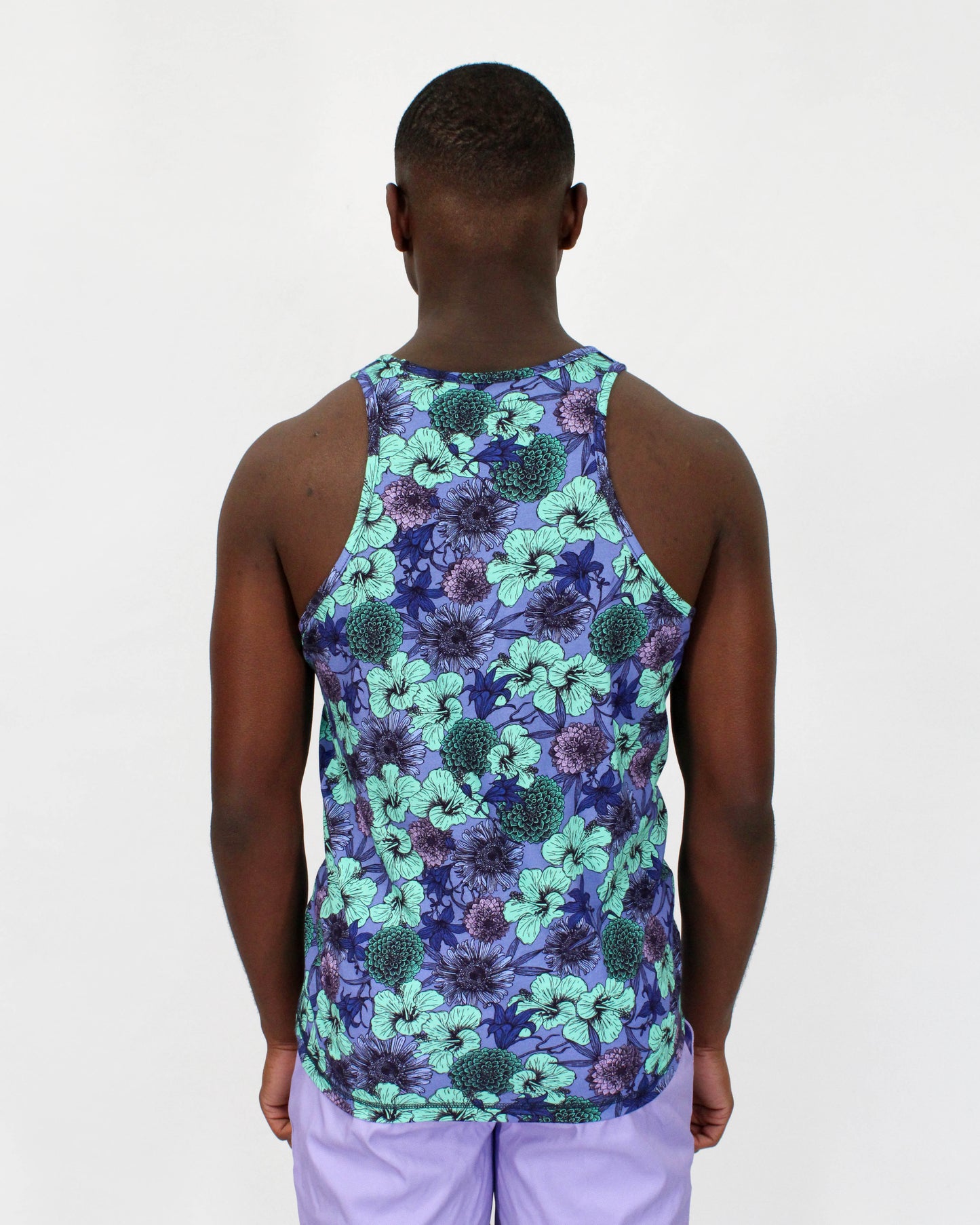 TEDFORD HIBISCUS GARDEN TANK IN BLUE