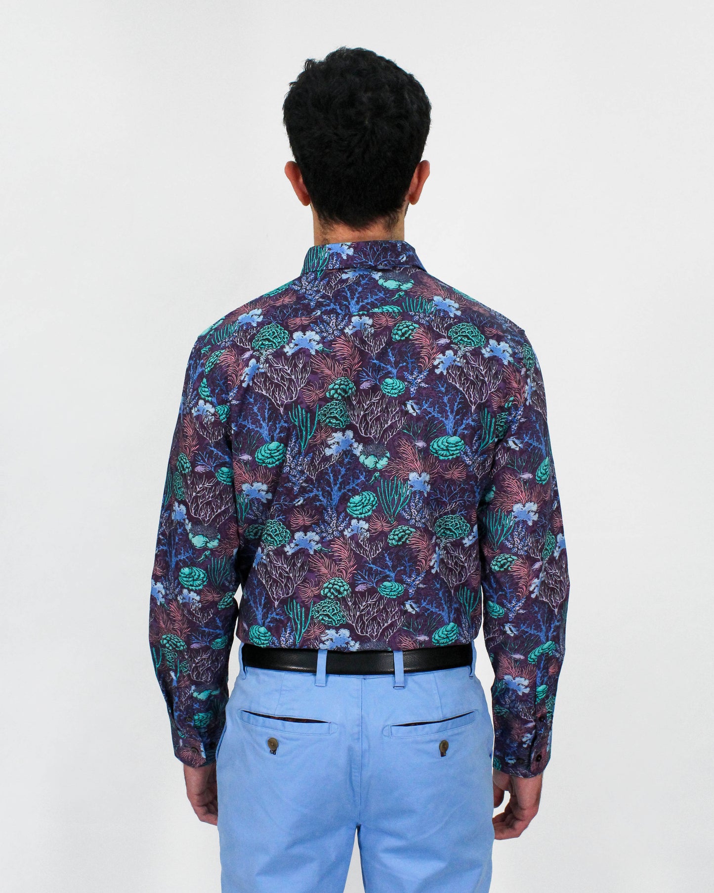 MORRIS CORAL GARDEN SHIRT IN PURPLE
