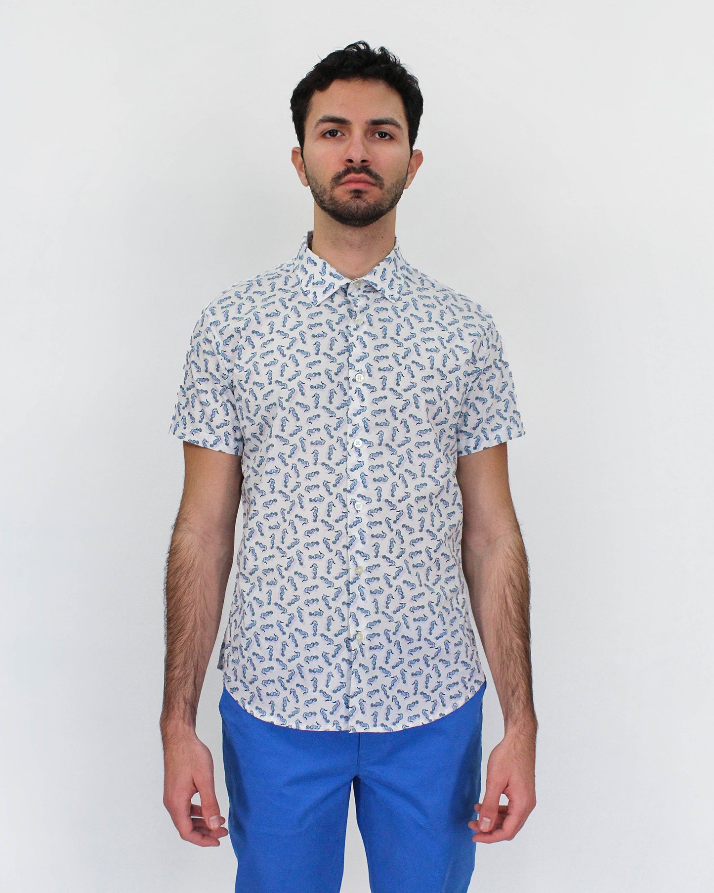 SCOTT SWIMMING SEAHORSES SHIRT IN WHITE