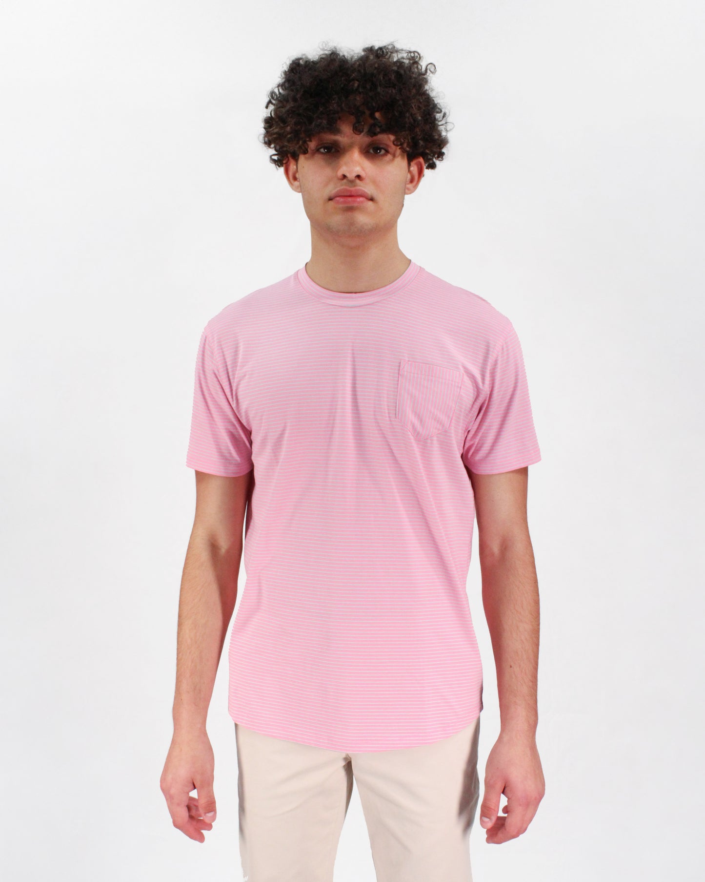 TATE PINK STRIPE CREW NECK TEE
