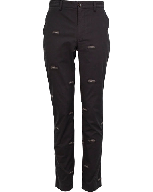 Charles Cars Embroidery Black Pants