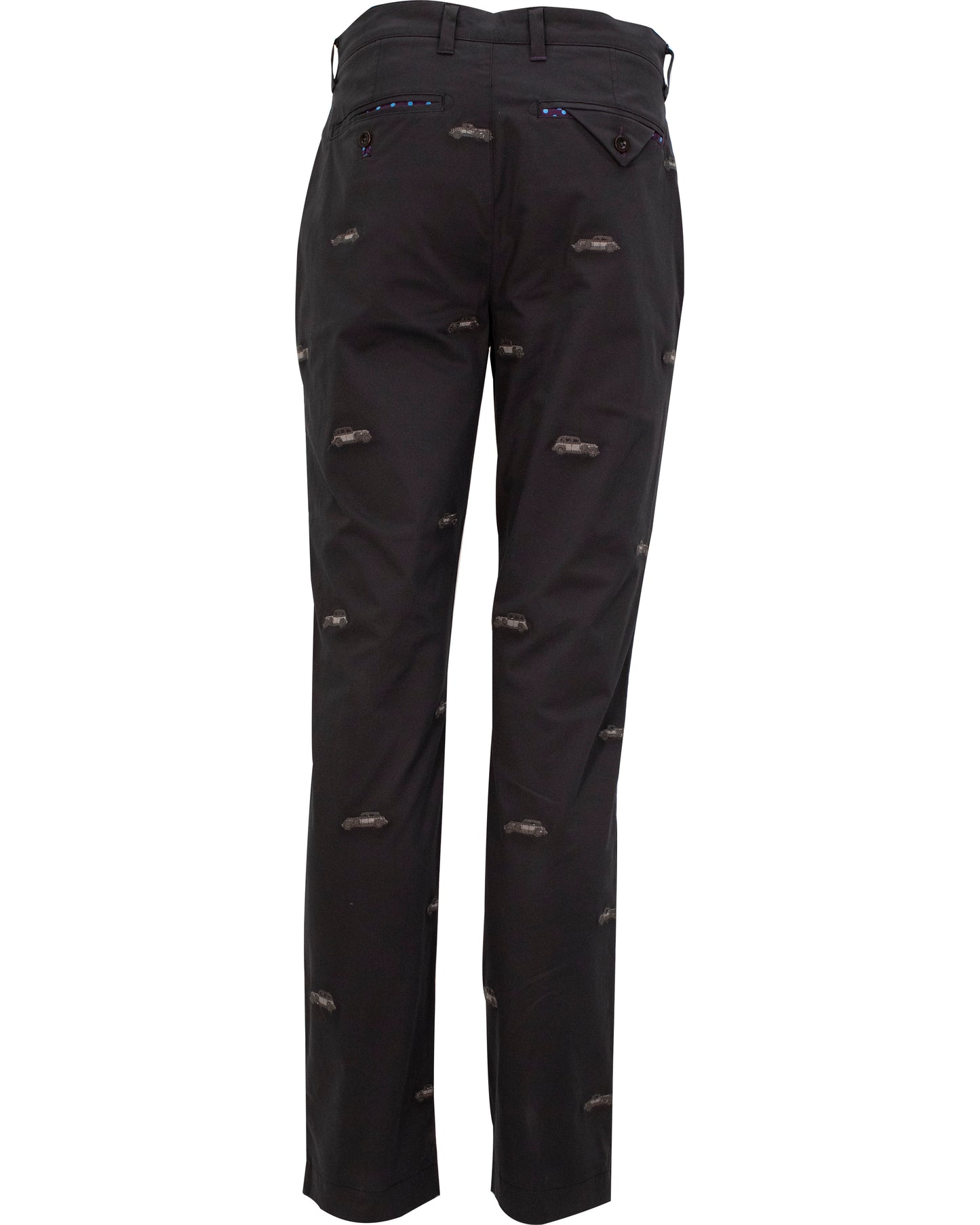 Charles Cars Embroidery Black Pants