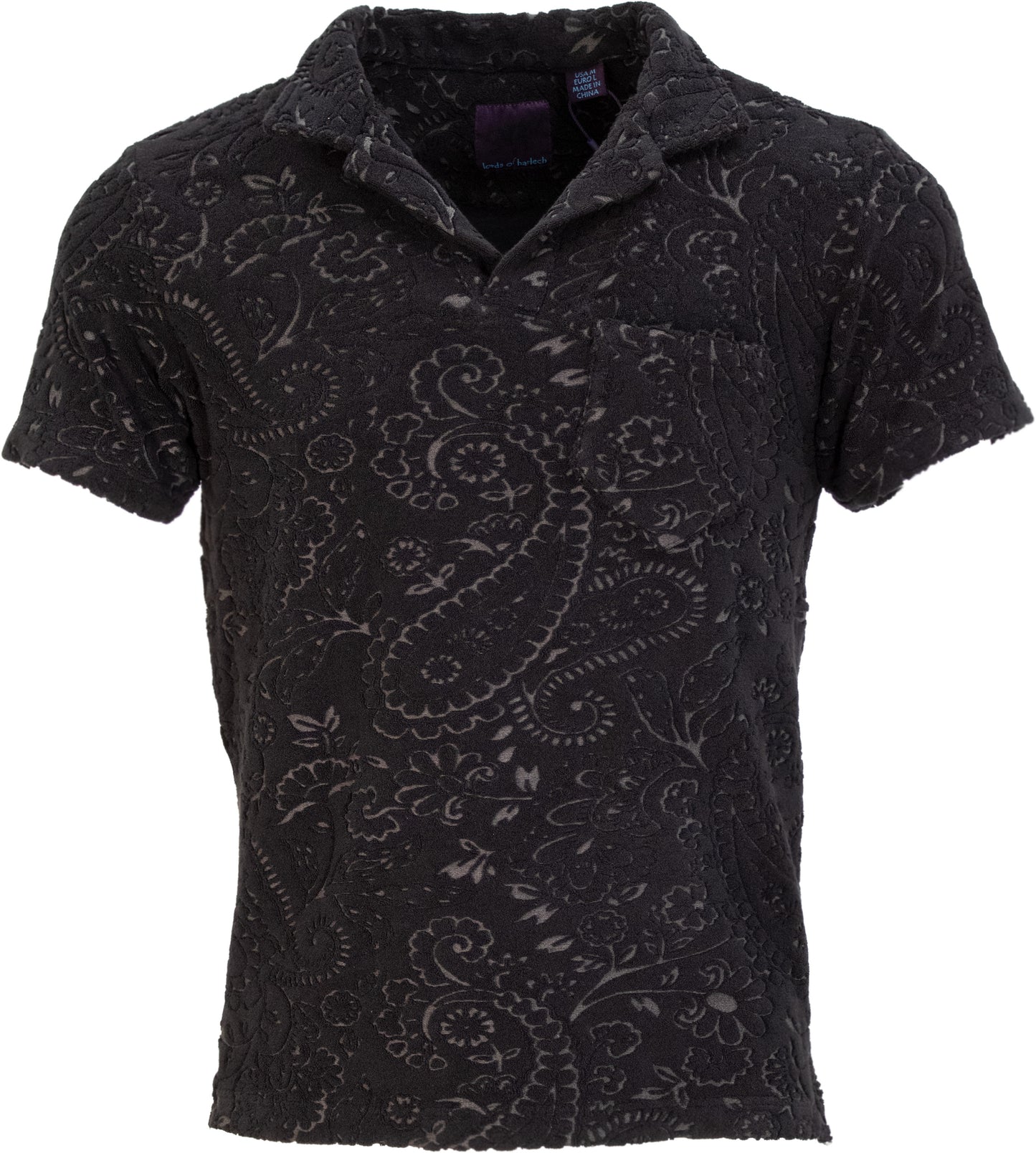 JOHNNY TOWEL POLO SHIRT IN BLACK