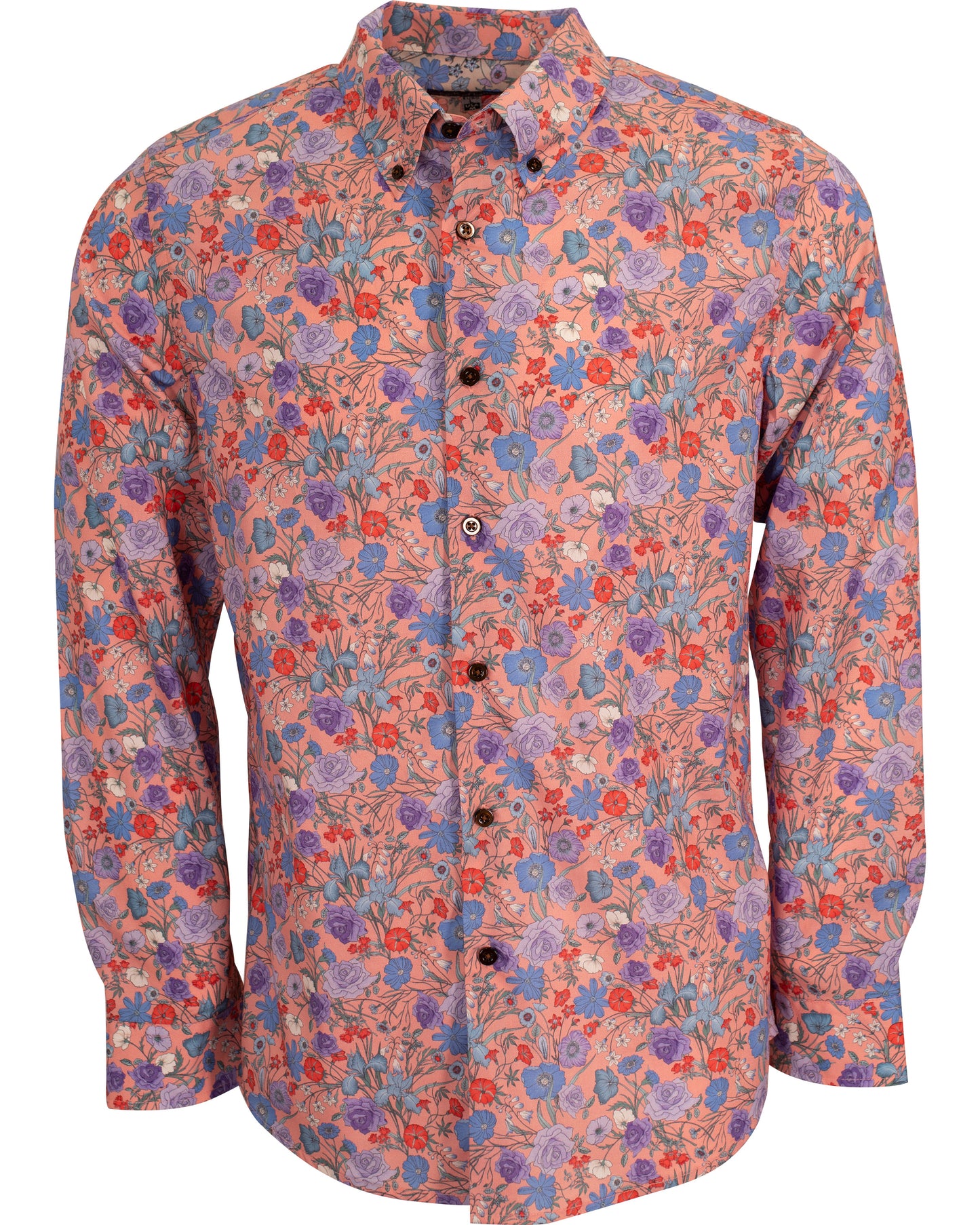 MORRIS ROSE FLORAL SHIRT IN GERANIUM