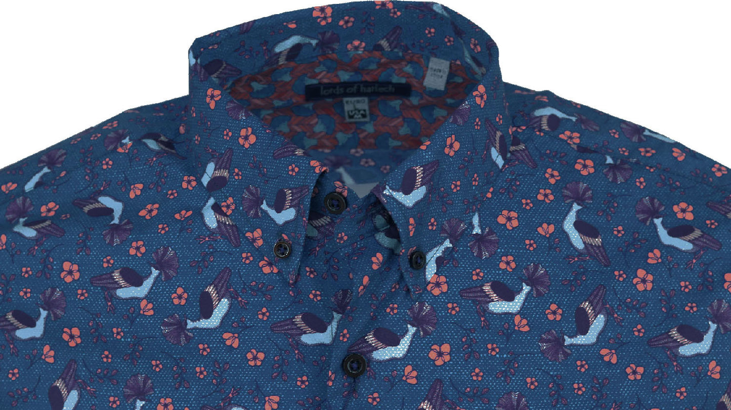 Morris Canvas Birdie Blue Shirt
