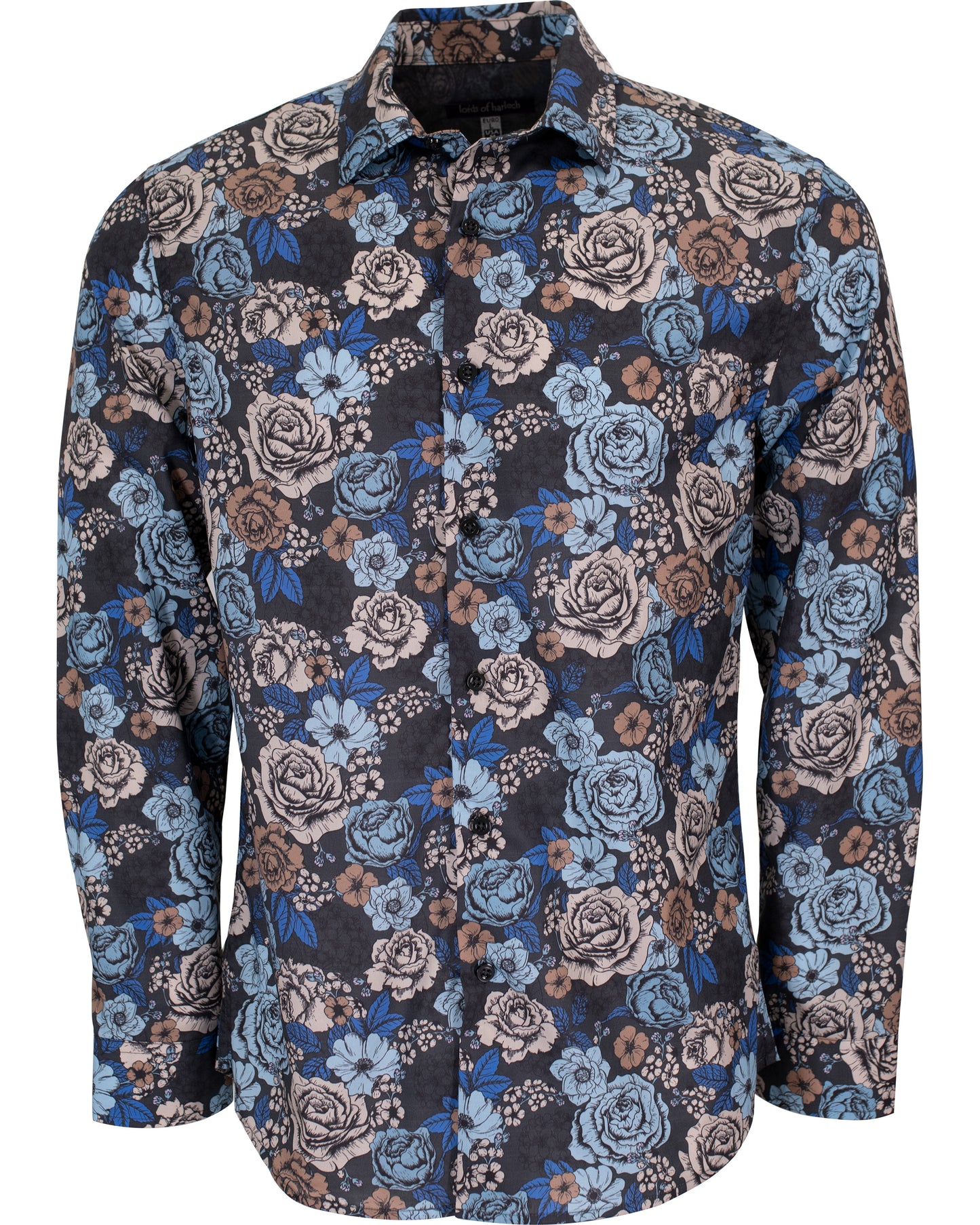 NIGEL EVERYTHING ROSES SHIRT IN COAL