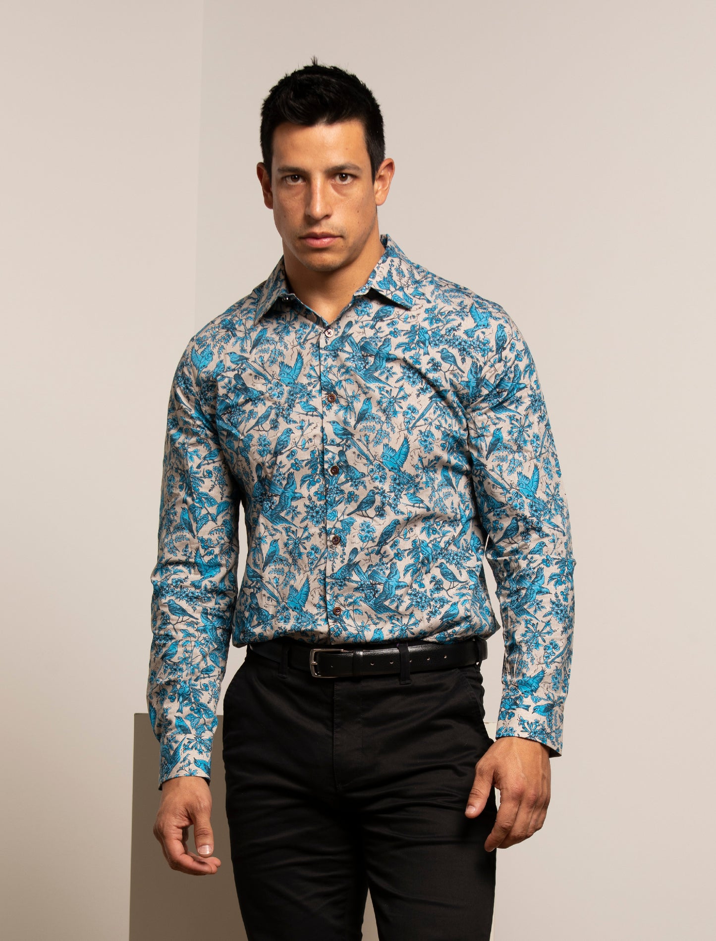 Nigel Simple Birds Tan Shirt
