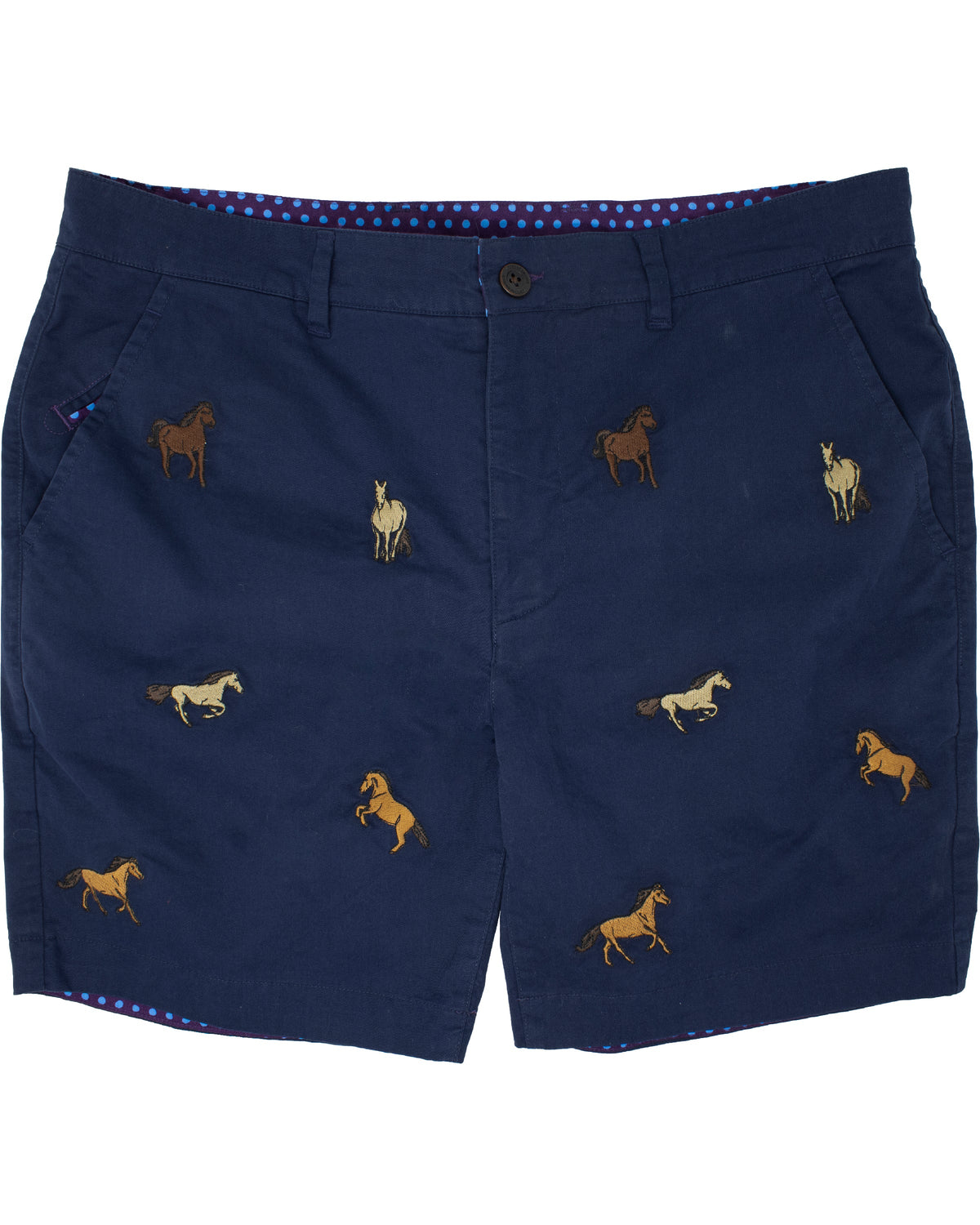 Edward Horse Navy Embroidery Shorts