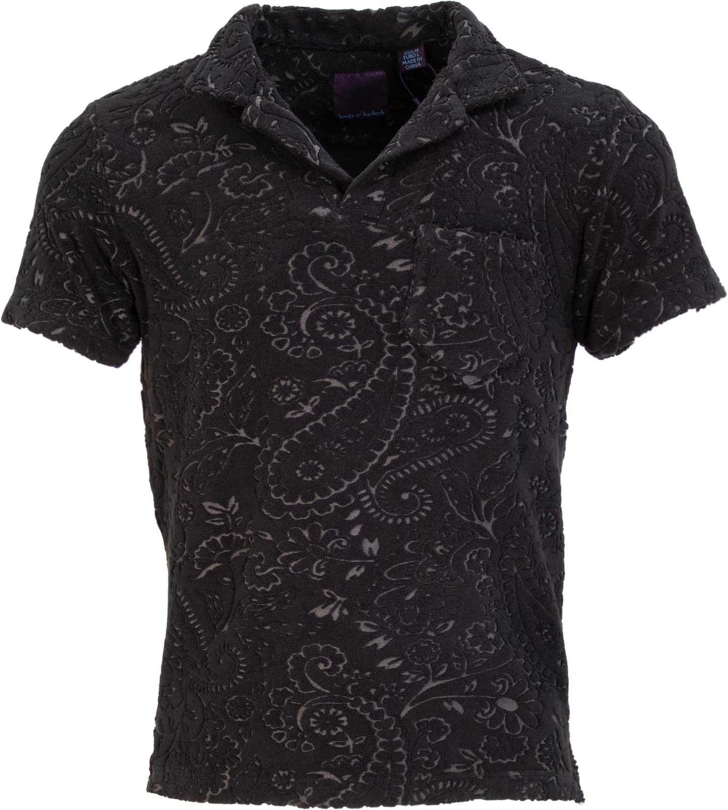 JOHNNY TOWEL POLO SHIRT IN BLACK