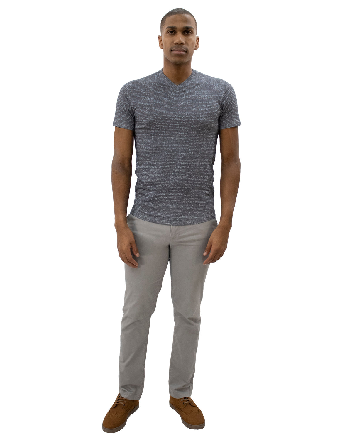 Maze Script Charcoal V-Neck Tee