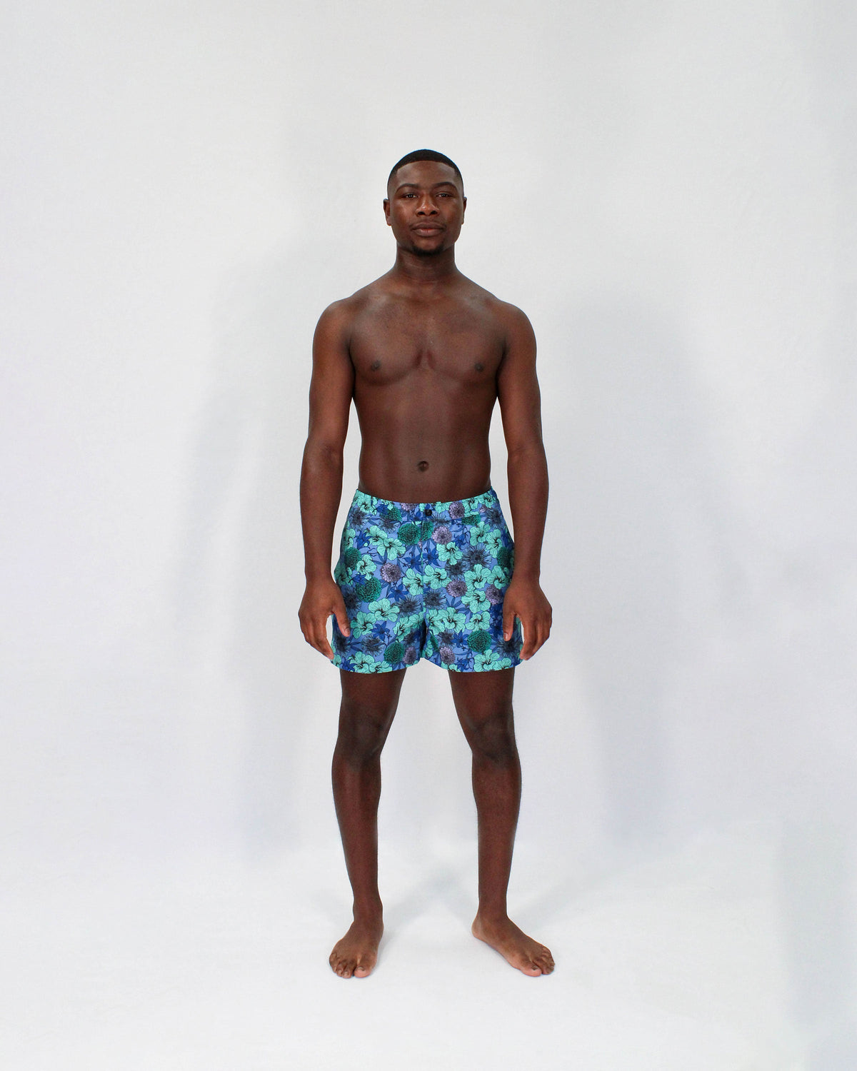 QUACK HIBISCUS GARDEN SWIM SHORT IN BLUE