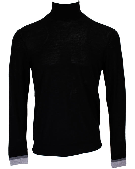 RONALD MERINO TURTLENECK SWEATER - BLACK