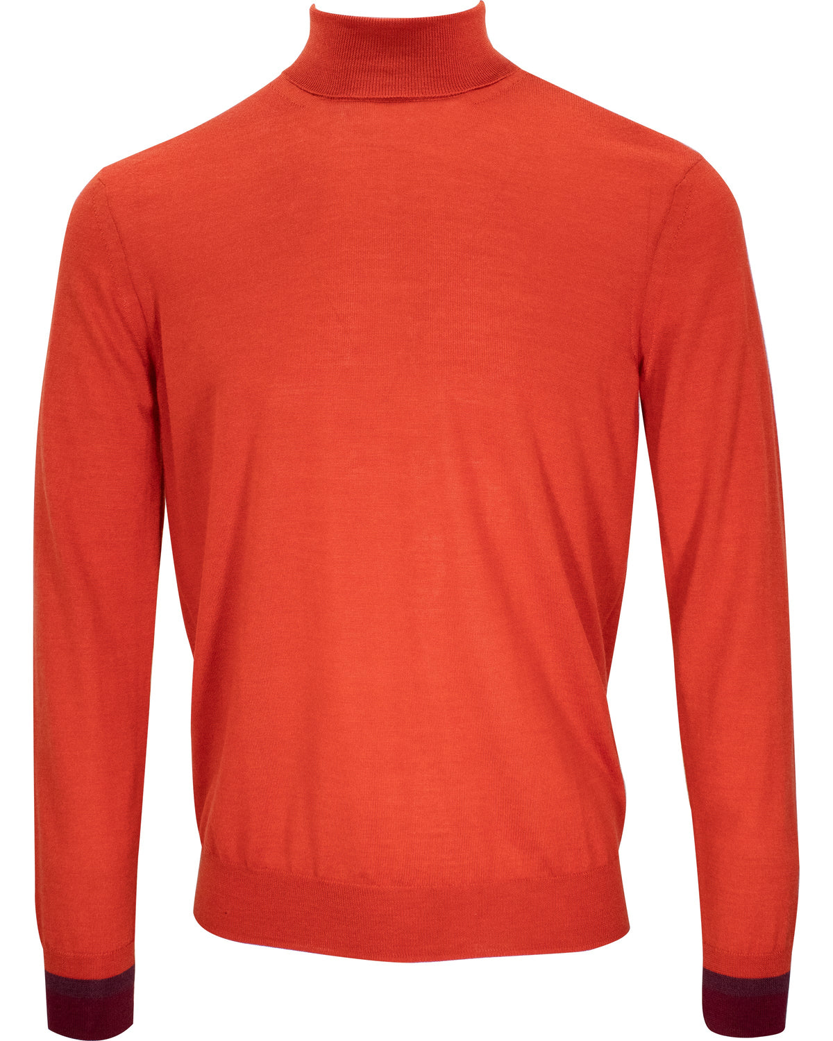 RONALD MERINO CONTRAST CUFF TURTLENECK KETCHUP