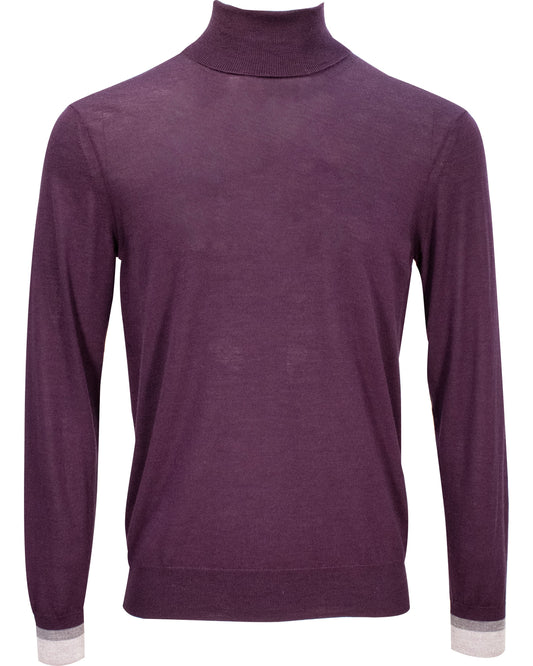 RONALD MERINO TURTLENECK SWEATER - PLUM