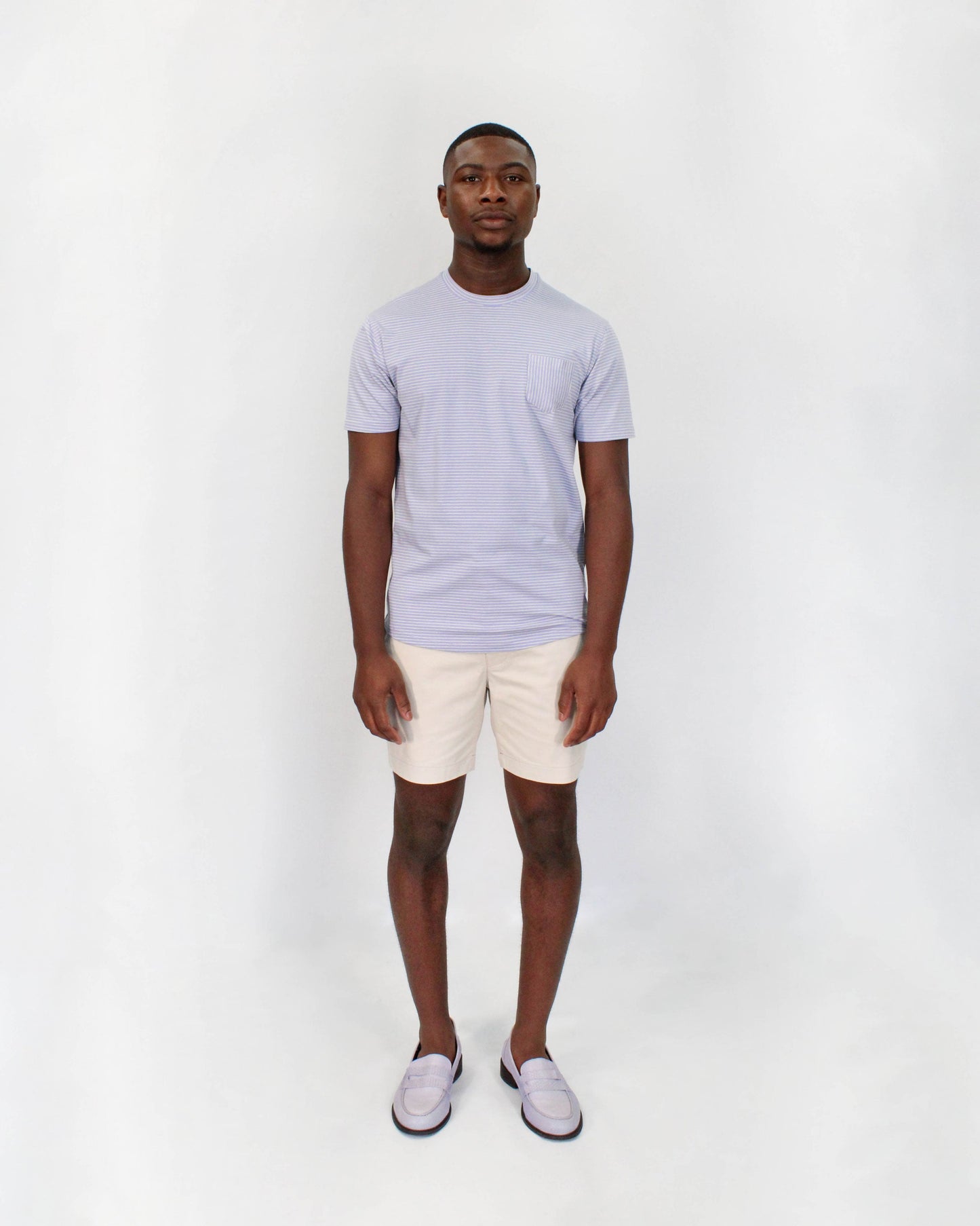 TATE LAVENDER AND YELLOW STRIPE CREW NECK TEE