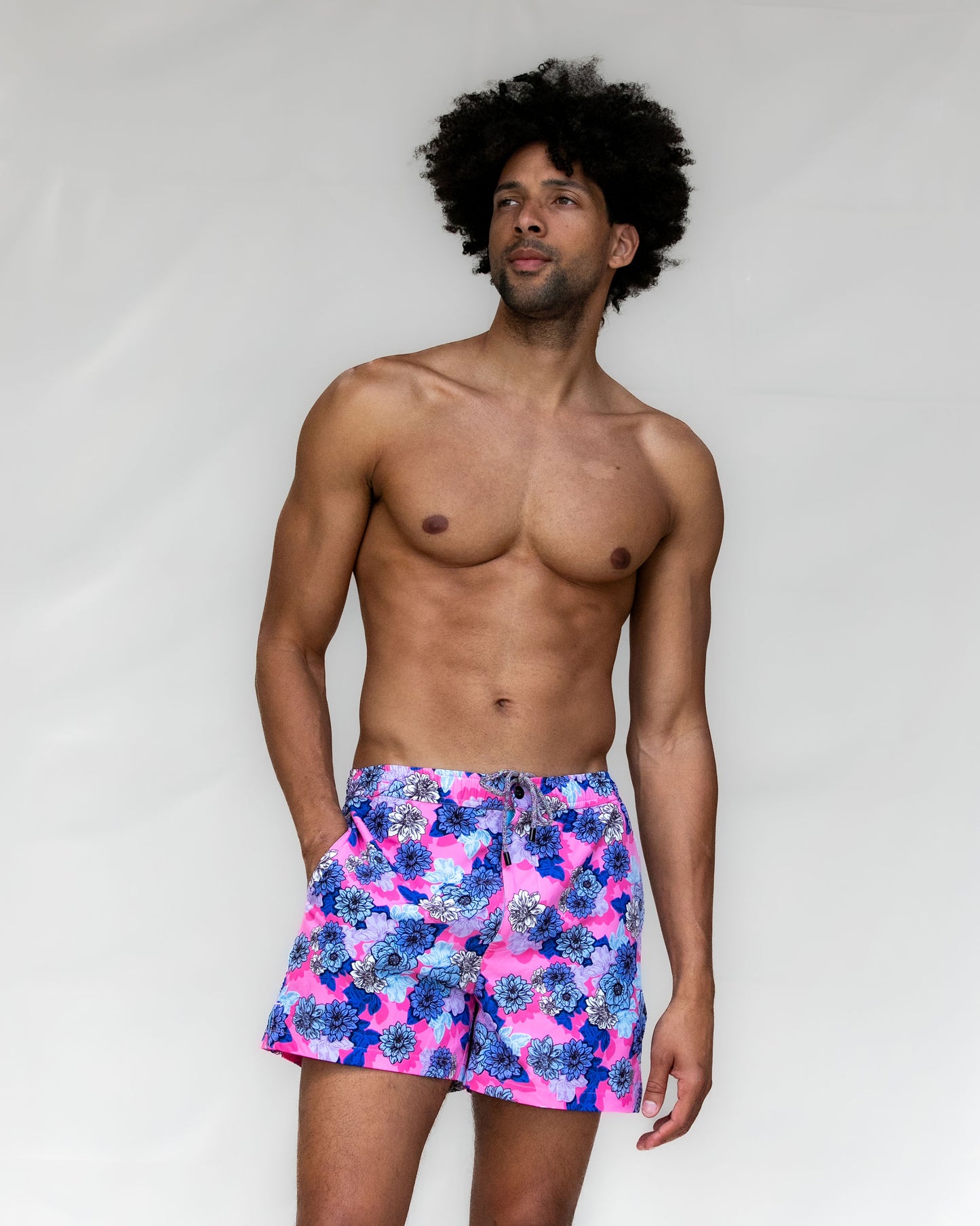 QUACK SNAP FLORAL SWIM SHORT - PINK