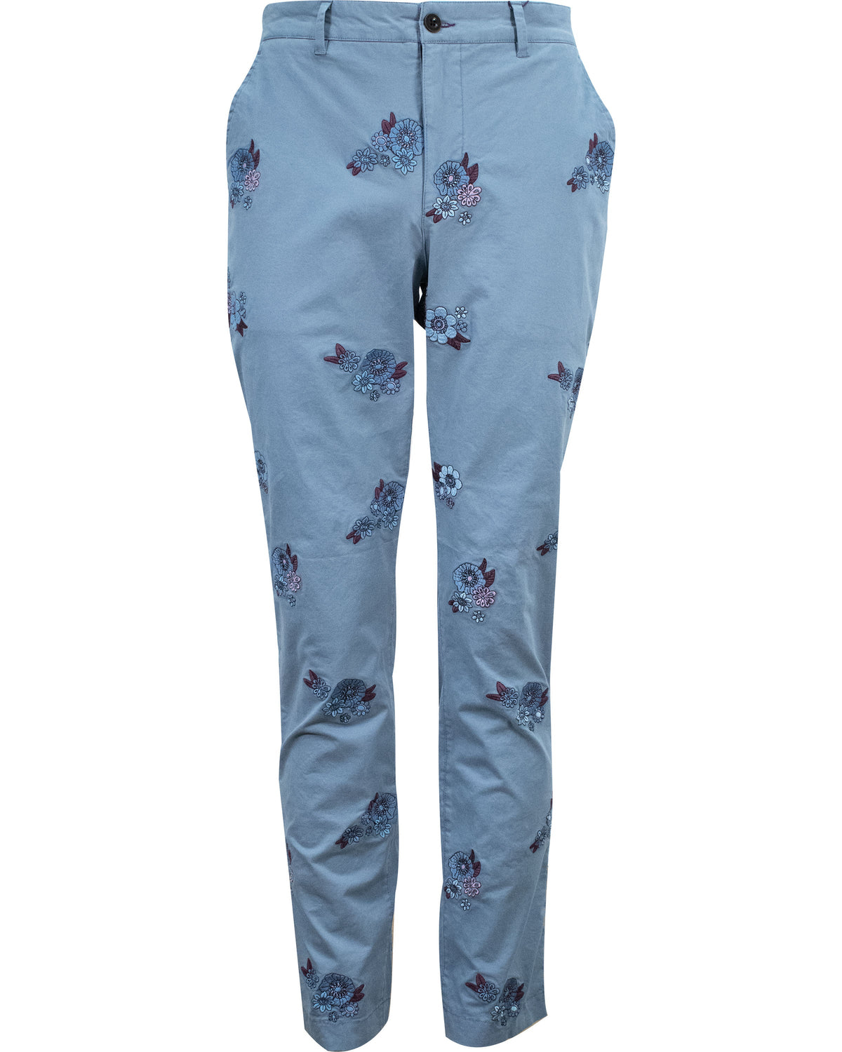 CHARLES LOVE FLORAL EMBROIDERY PANTS - AEGEAN