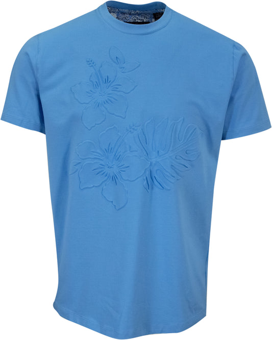CARSON EMBOSSED FLORAL TEE - BLUE