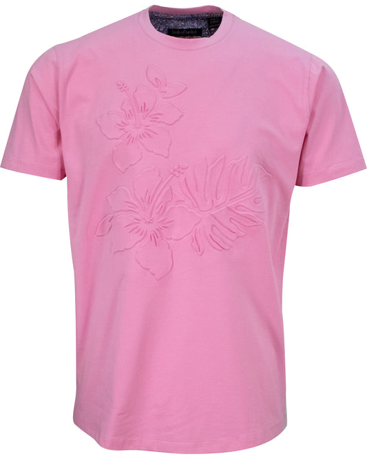 CARSON EMBOSSED FLORAL TEE - PINK