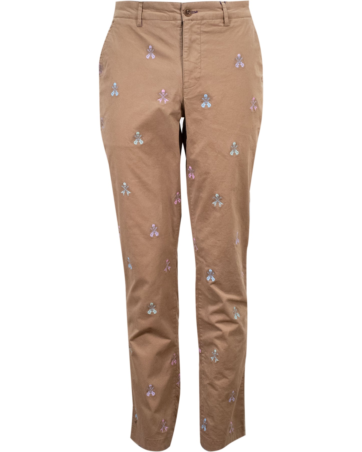 CHARLES ROCKSKULL EMBROIDERY PANTS - TAN