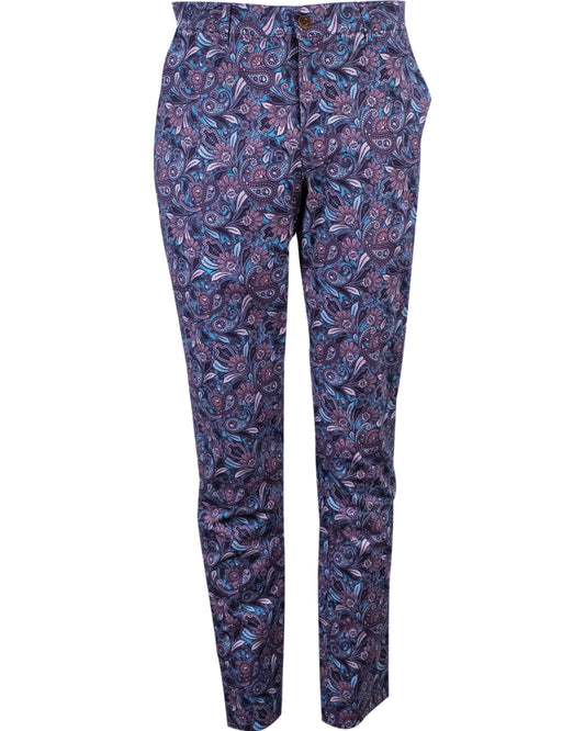 CHARLES SKULL PAISLEY PANTS - SAPPHIRE