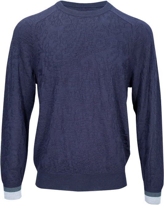 COLIN JACQUARD MERINO PAISLEY SWEATER - NAVY