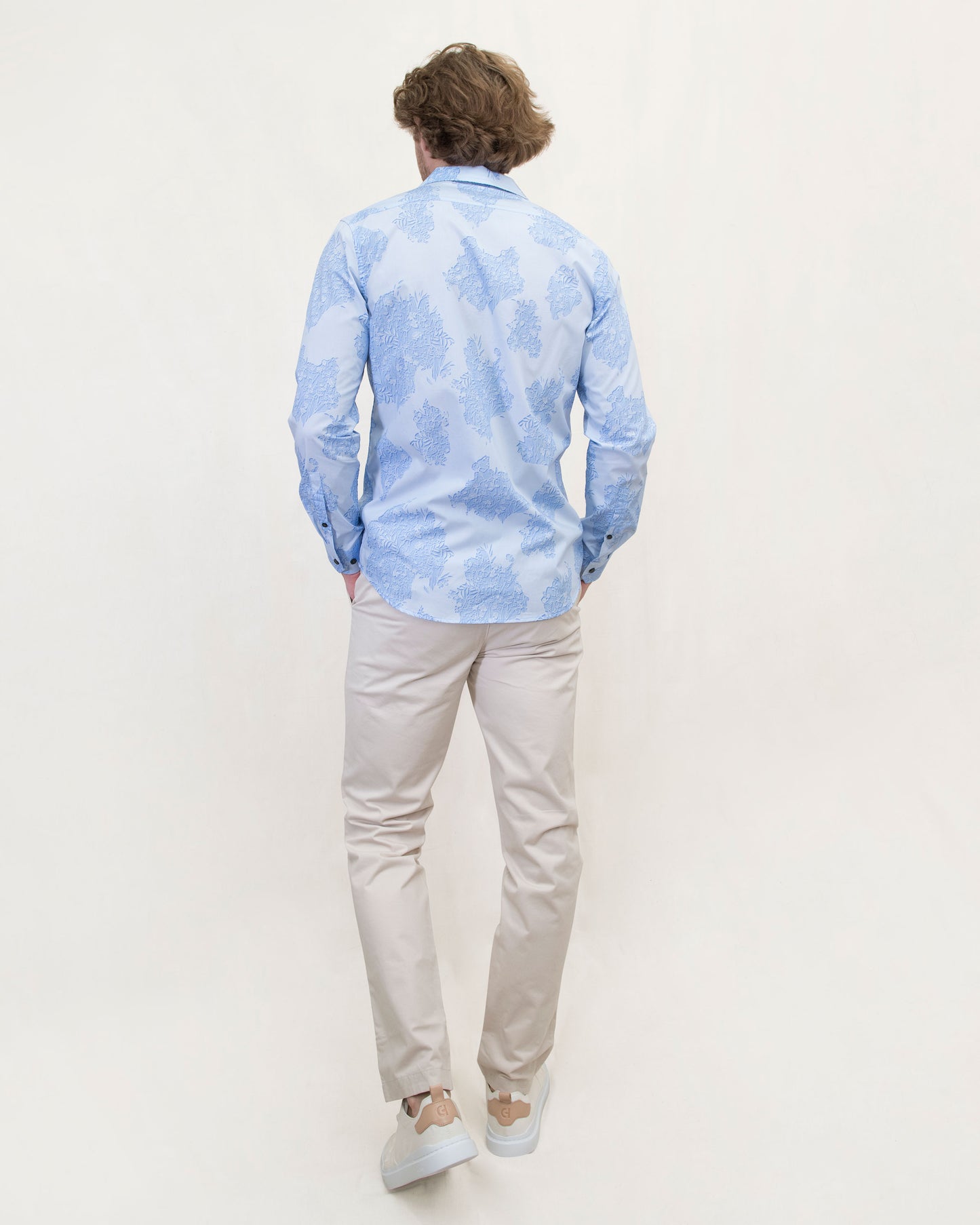 NIGEL CUTOUT OXFORD SHIRT - BLUE