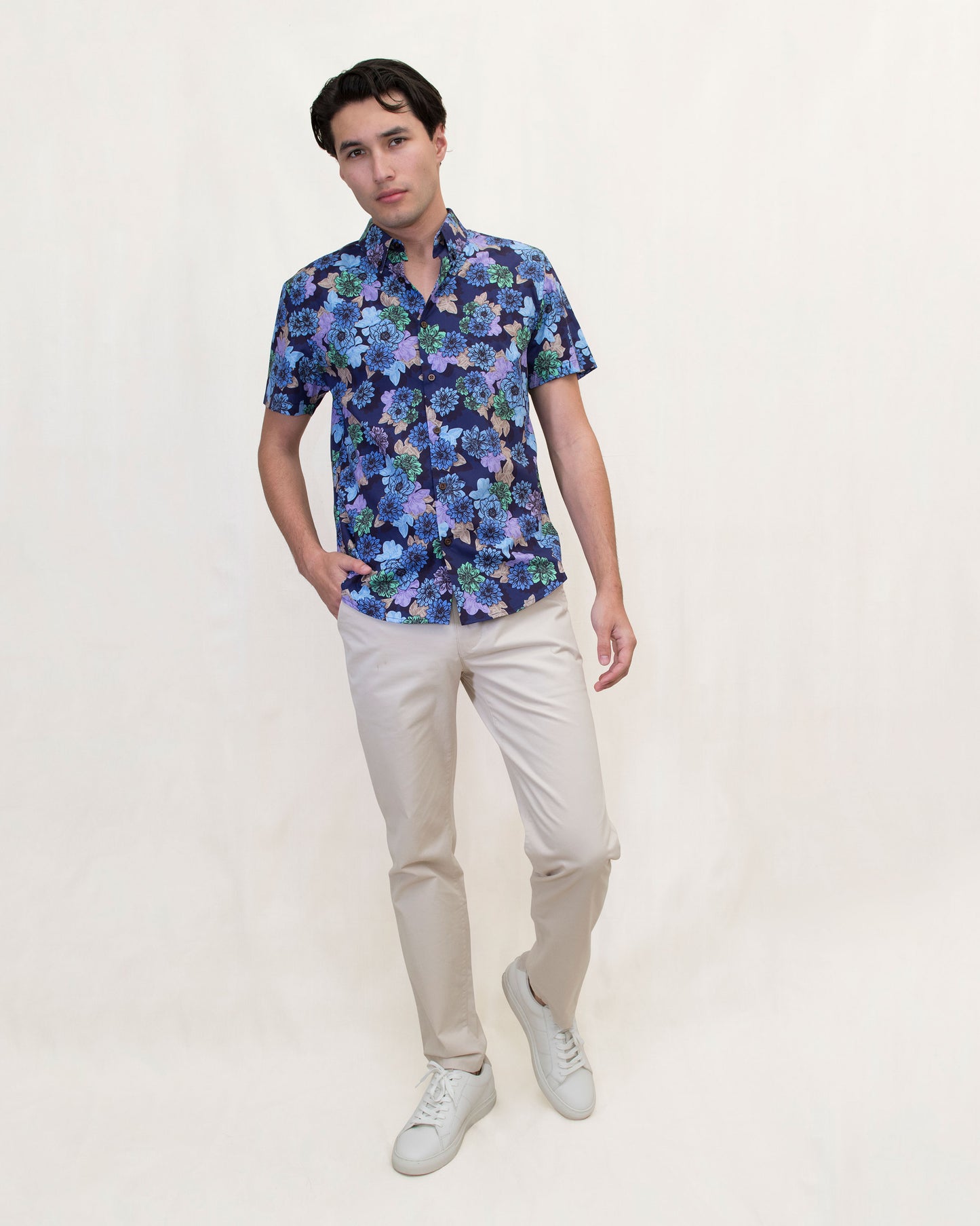 TIM SNAP FLORAL SHIRT - NAVY