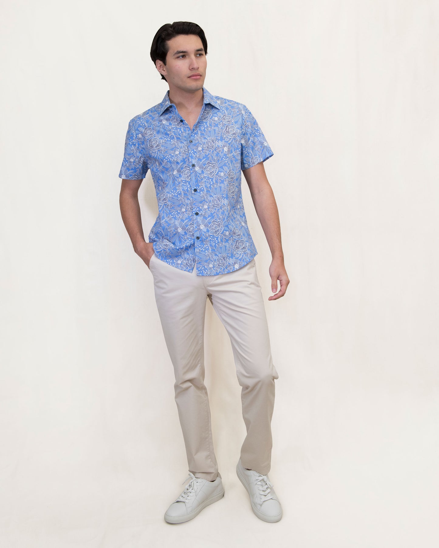 SCOTT HANDCUT FLORAL SHIRT - BLUE