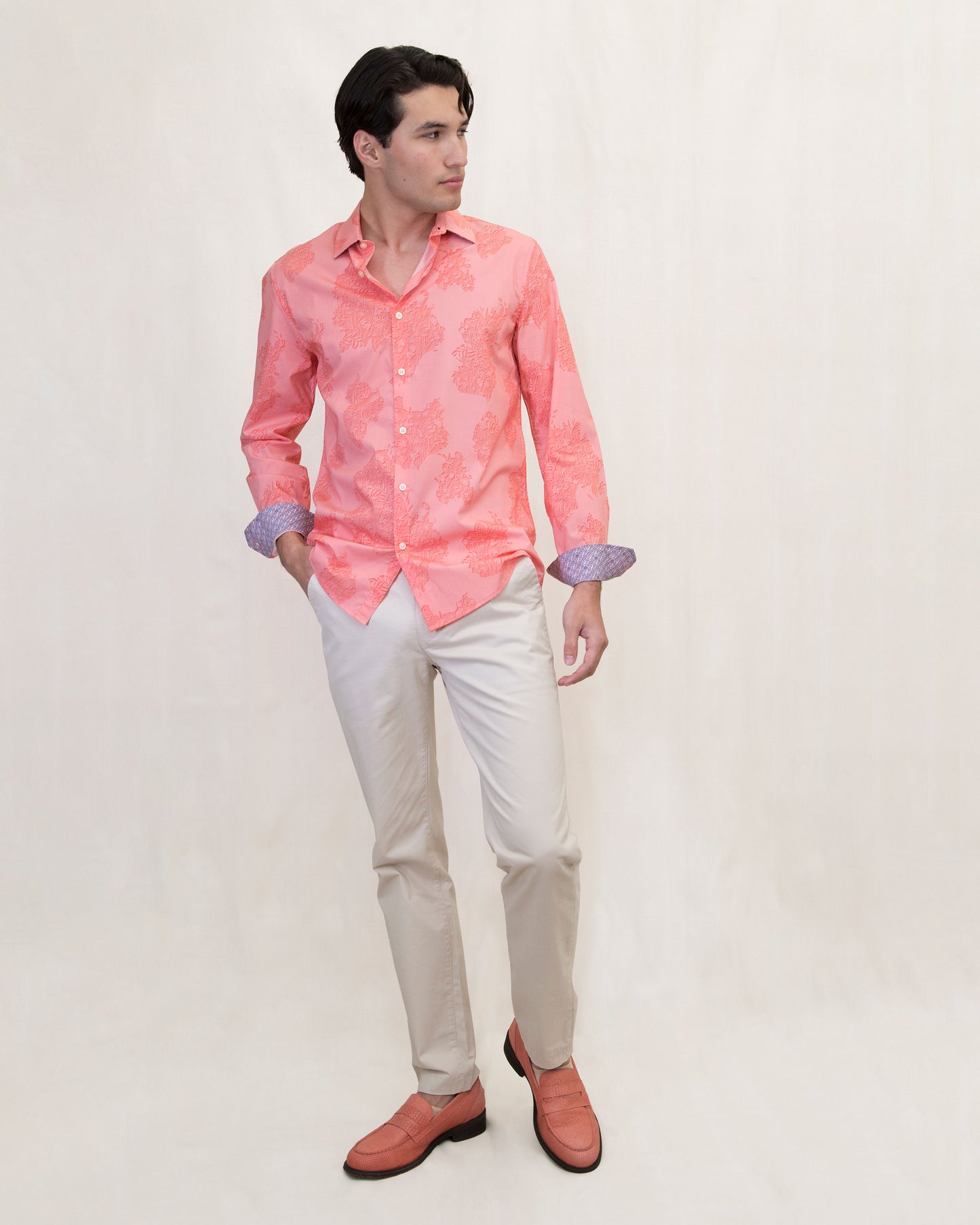 NIGEL CUTOUT OXFORD SHIRT - MELON