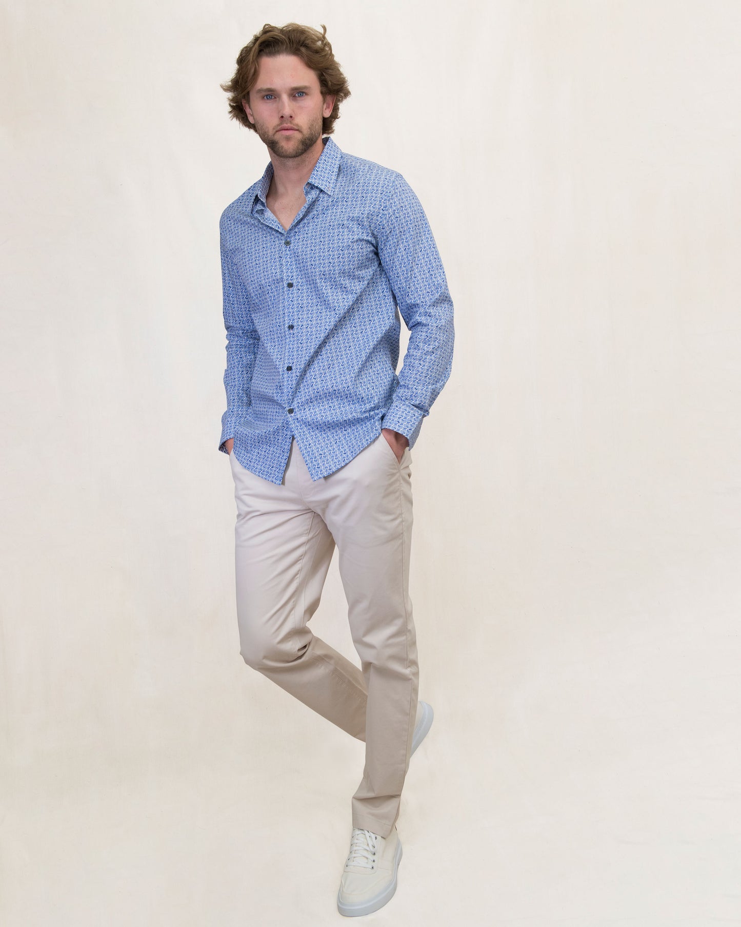 MORRIS RECTANGLES SHIRT - BLUE