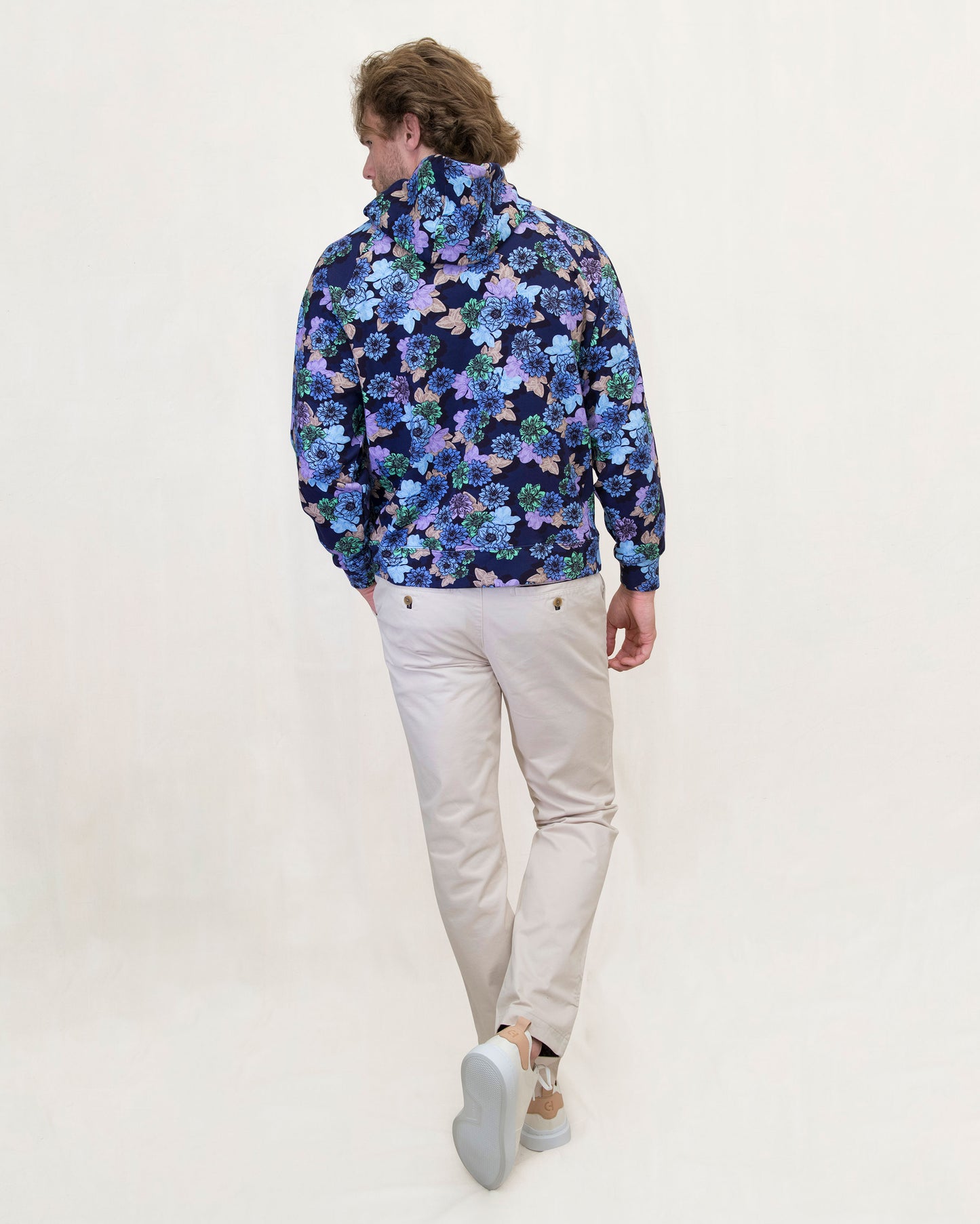 HANK SNAP FLORAL HOODIE - NAVY