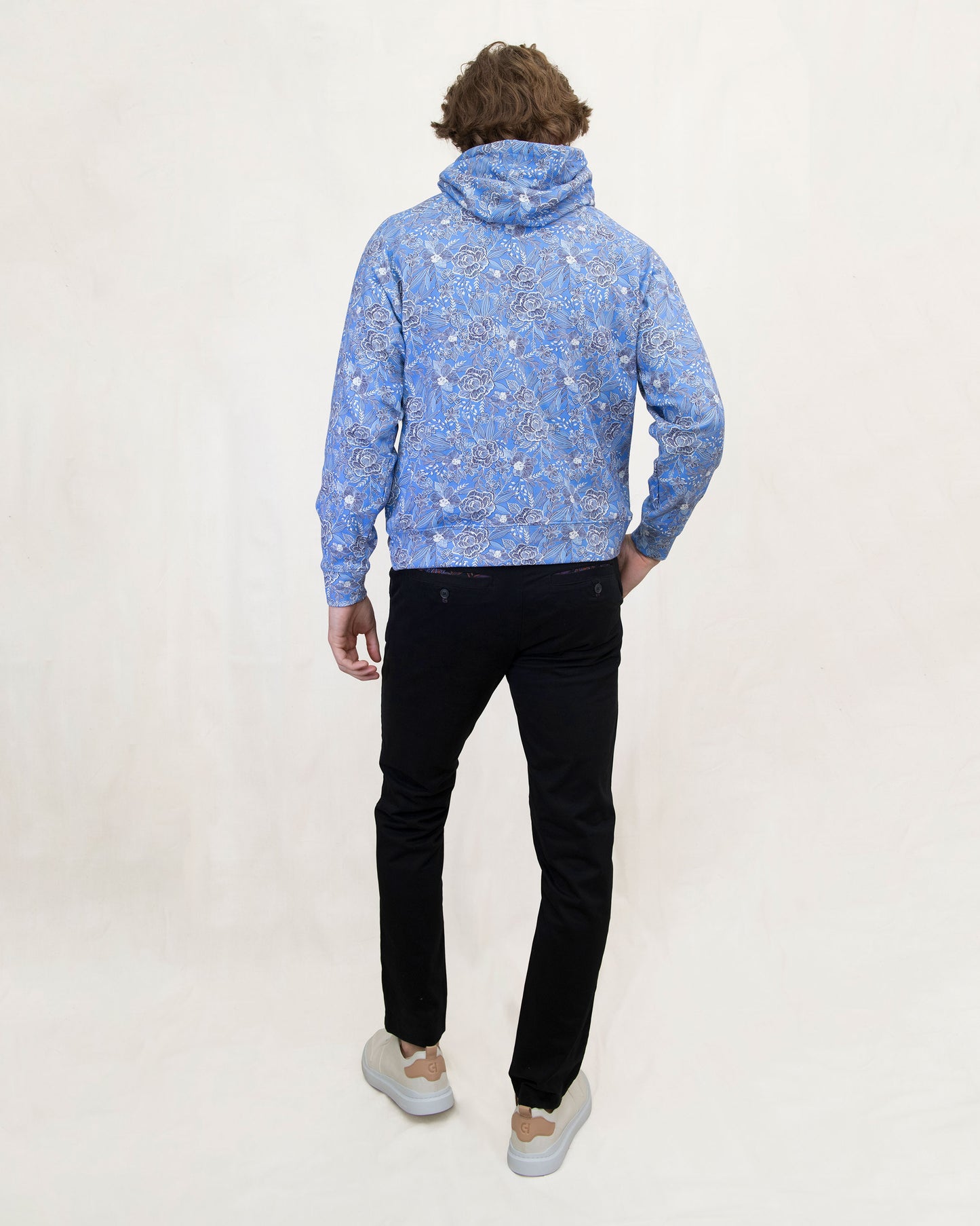 HANK HANDCUT FLORAL HOODIE - BLUE