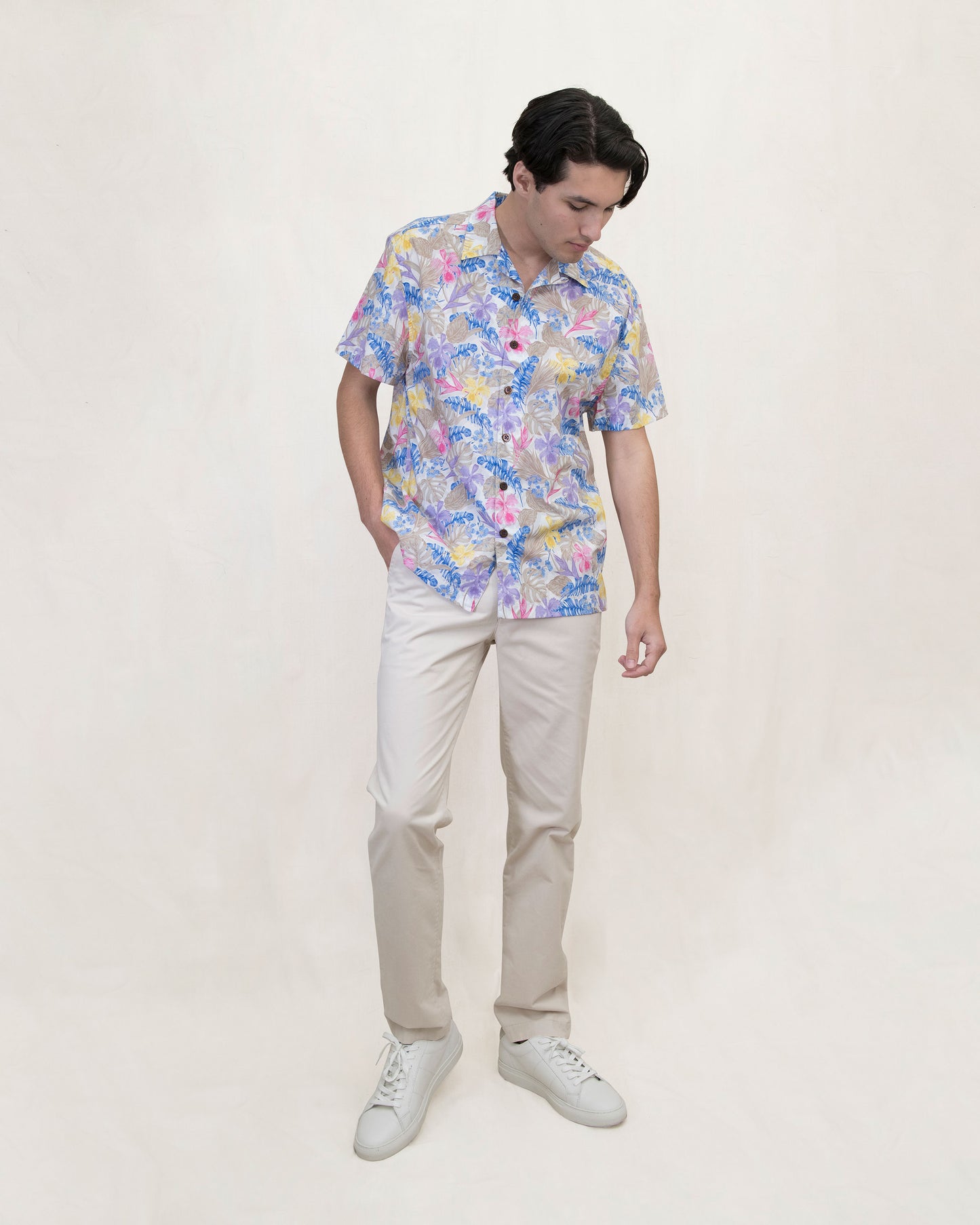 RALPH FLAT TROPICAL CAMP SHIRT - WHITE