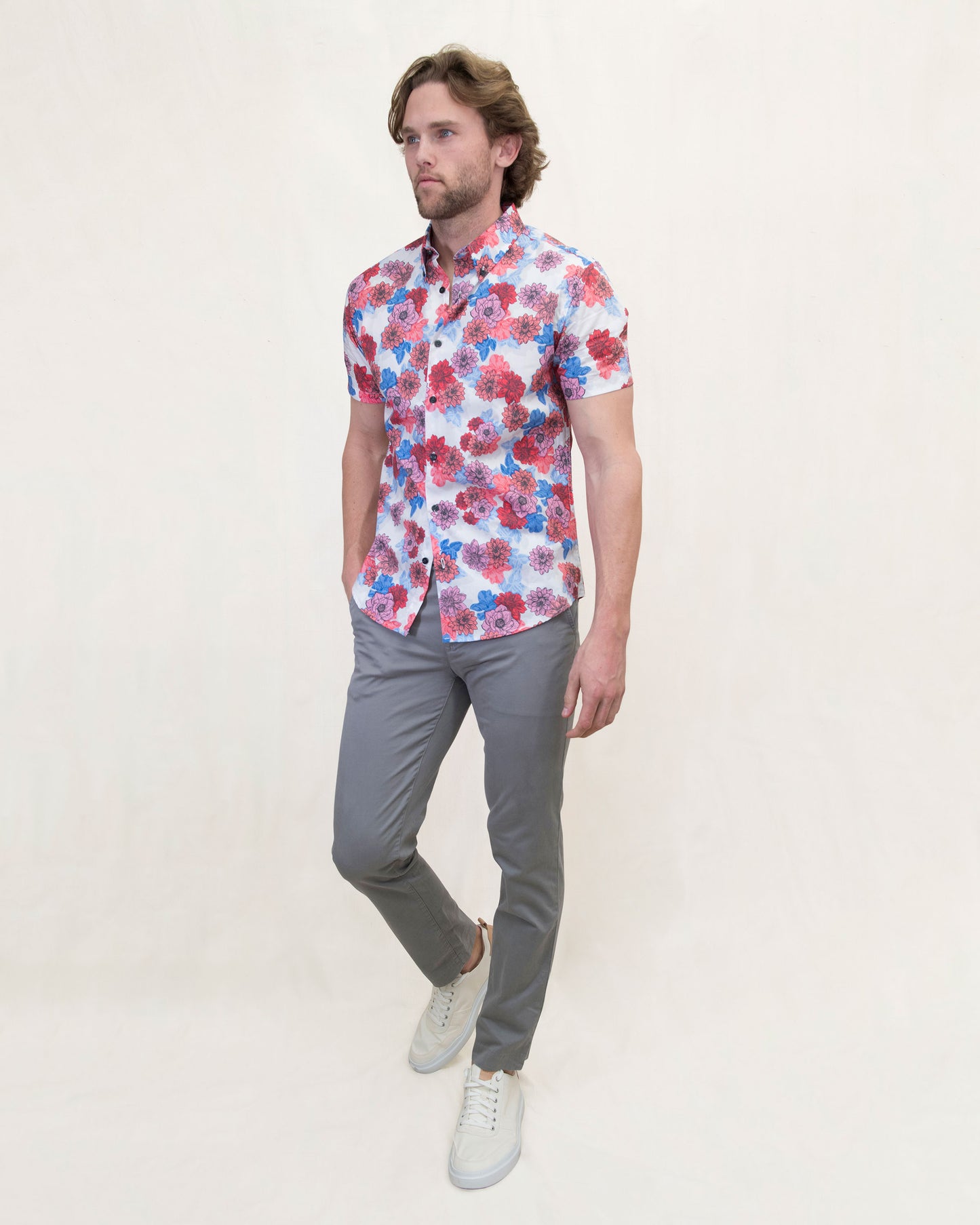 TIM SNAP FLORAL SHIRT - MELON